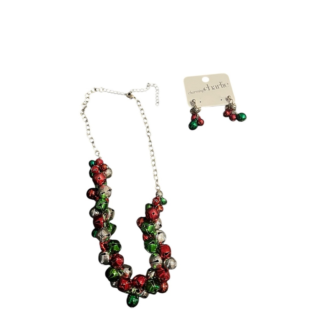 NNW Charming Charlie’s Holiday Necklace & Earring Christmas Jingle Bell Set
